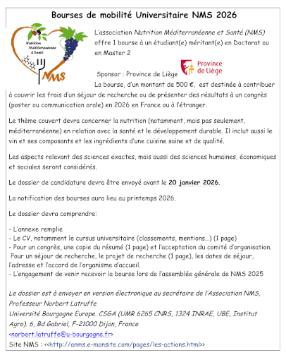 Bourse de voyage NMS 2026